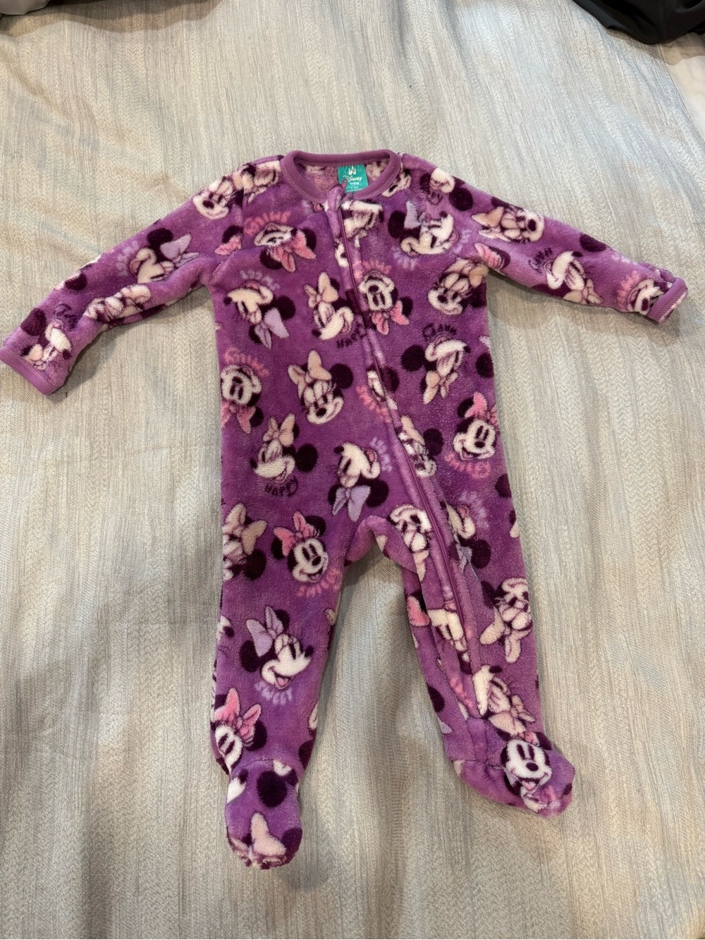 Disney Purple Minnie Mouse Fleece Footed One-Piece